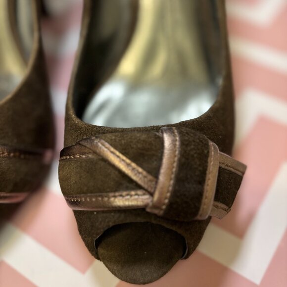 DKNYC Women's Brown Suede Open-Toed Heels Size 8 - Picture 6 of 7